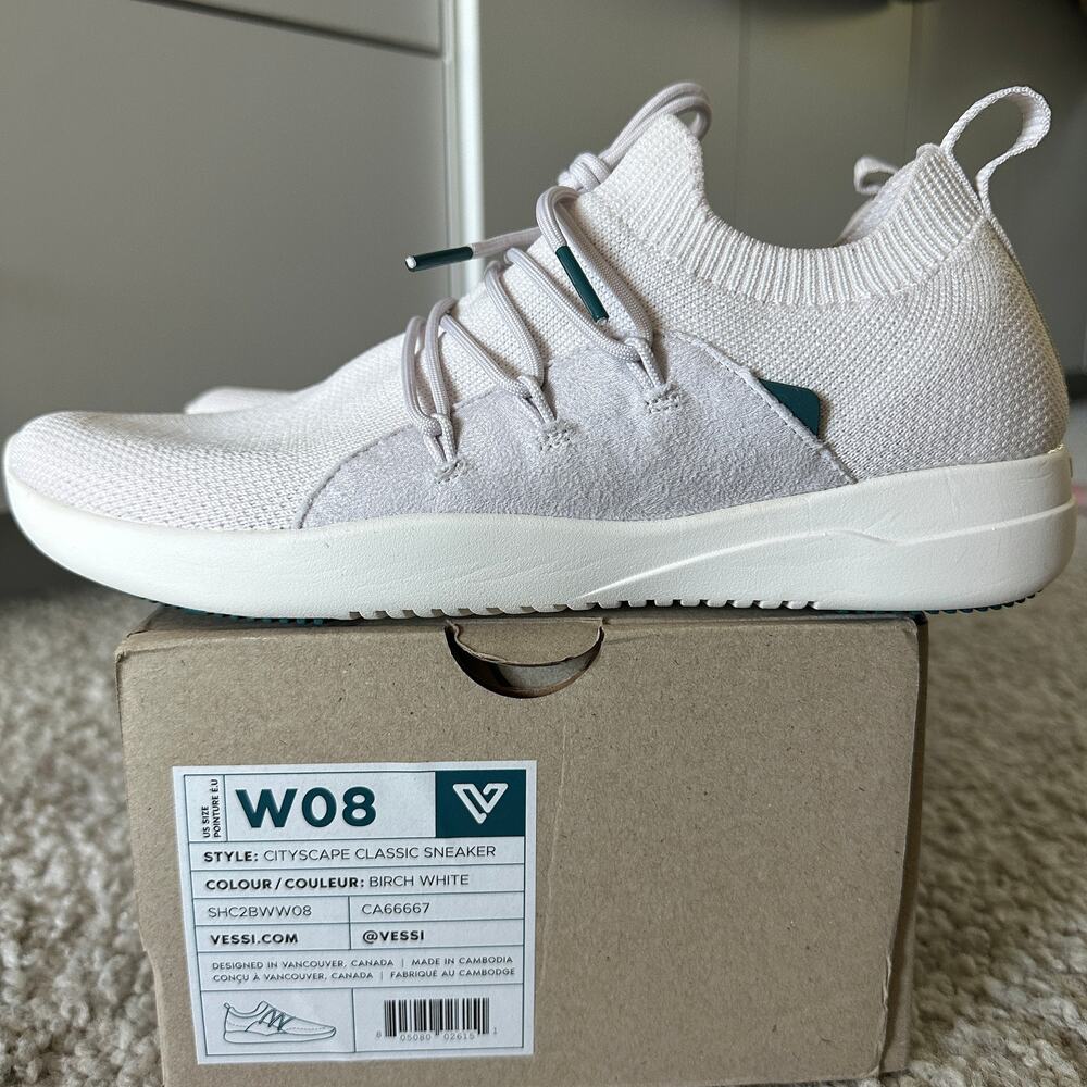 Vessi CityScapeClassicSneaker, Womens USA W08, BirchWhite, NWT - Picture 2 of 7